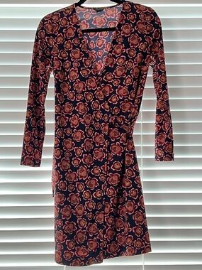 Ann Taylor Petite Floral Wrap Dress. Burgundy and Pink XS.
